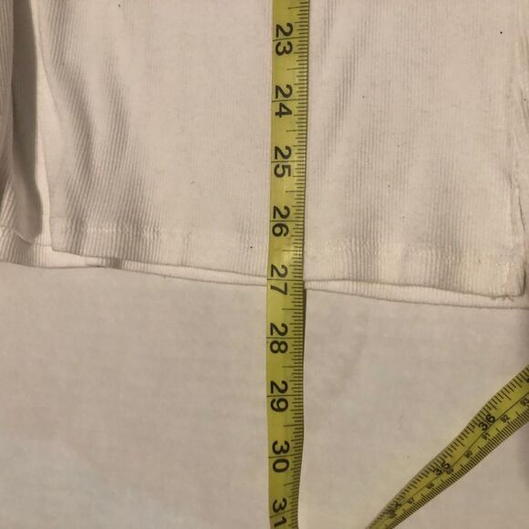 Quacker Factory Wood Beaded White Short Sleeve Ribbed Top Sz XL NWT - Picture 6 of 7